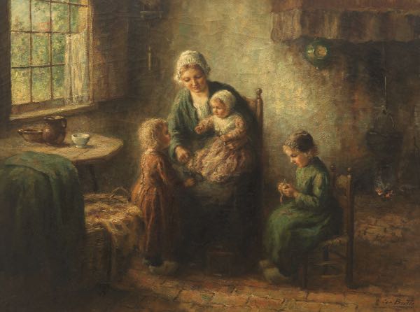 Appraisal: CORNELIUS WOUTER BOUTER DUTCH - x canvas Mother and Children