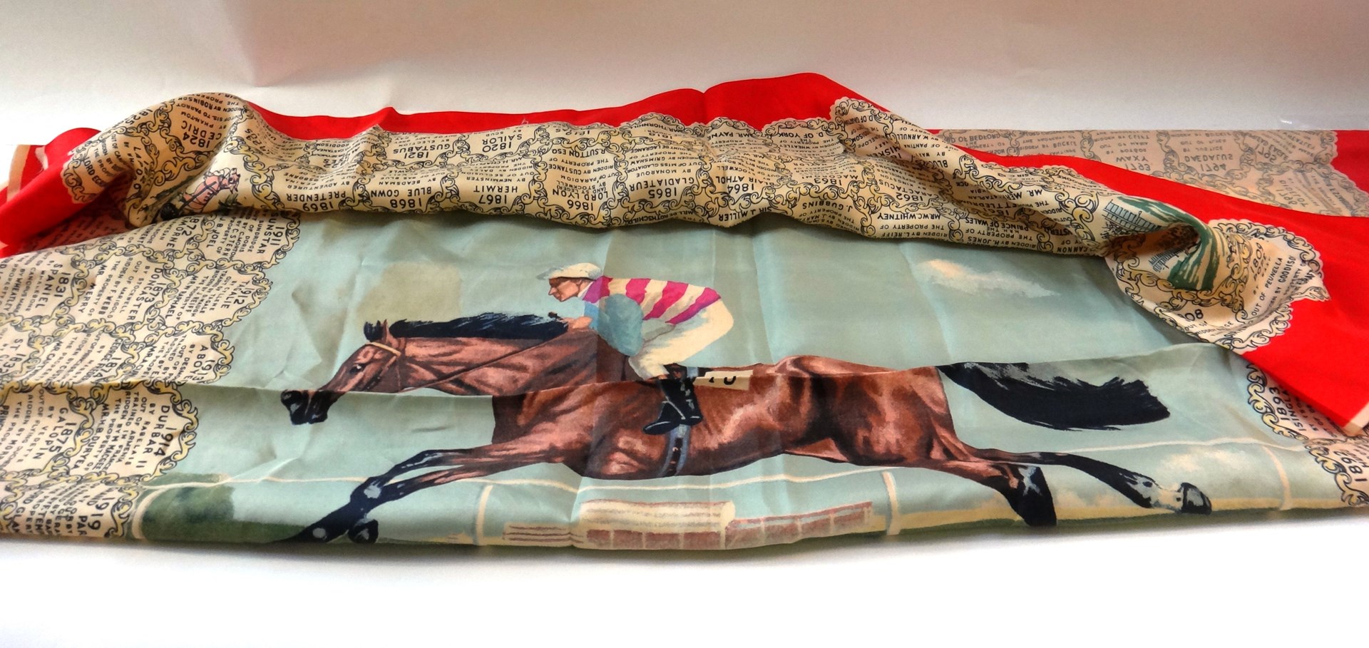 Appraisal: A silk Derby scarf commemorating the Victory of Nimbus in