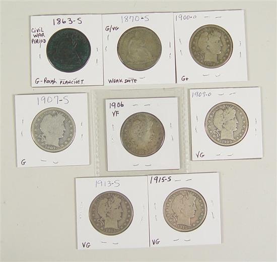 Appraisal: Group of Eight Early Half Dollars Two Seated Liberty Halves