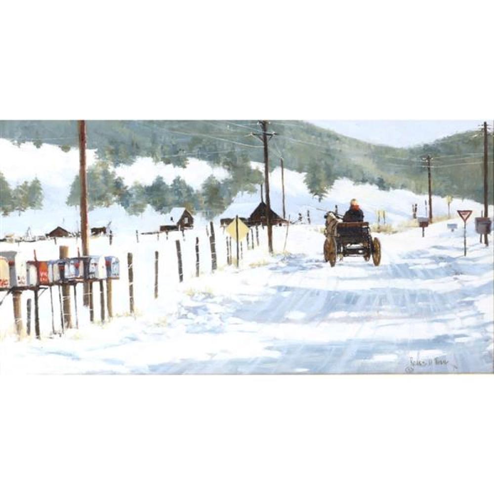 Appraisal: RICHARD D THOMAS MONTANA CALIFORNIA - 'COUNTRY CROSSROADS' RURAL WINTER