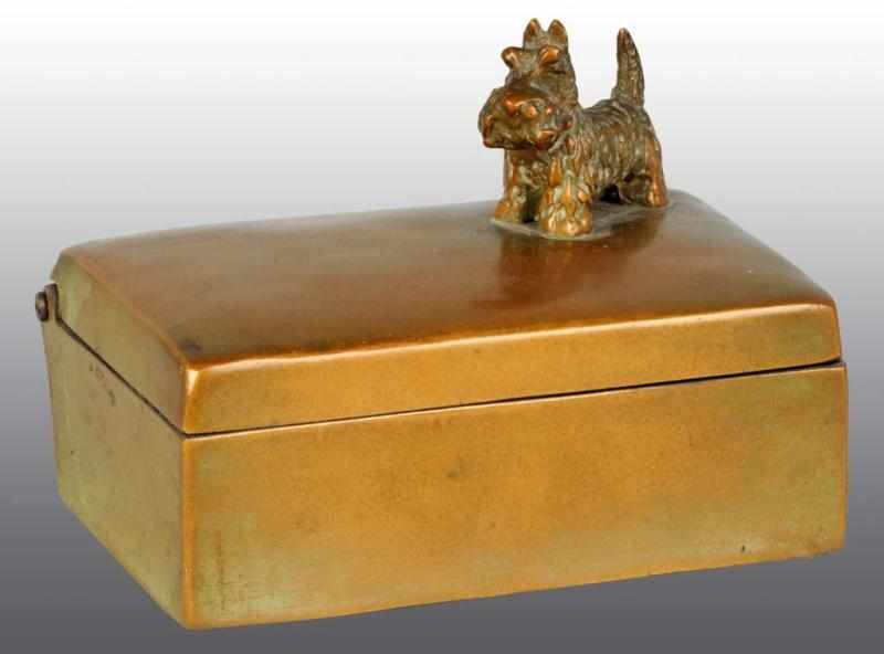 Appraisal: Cigarette Box with Scottie on Lid Description Cast spelter with