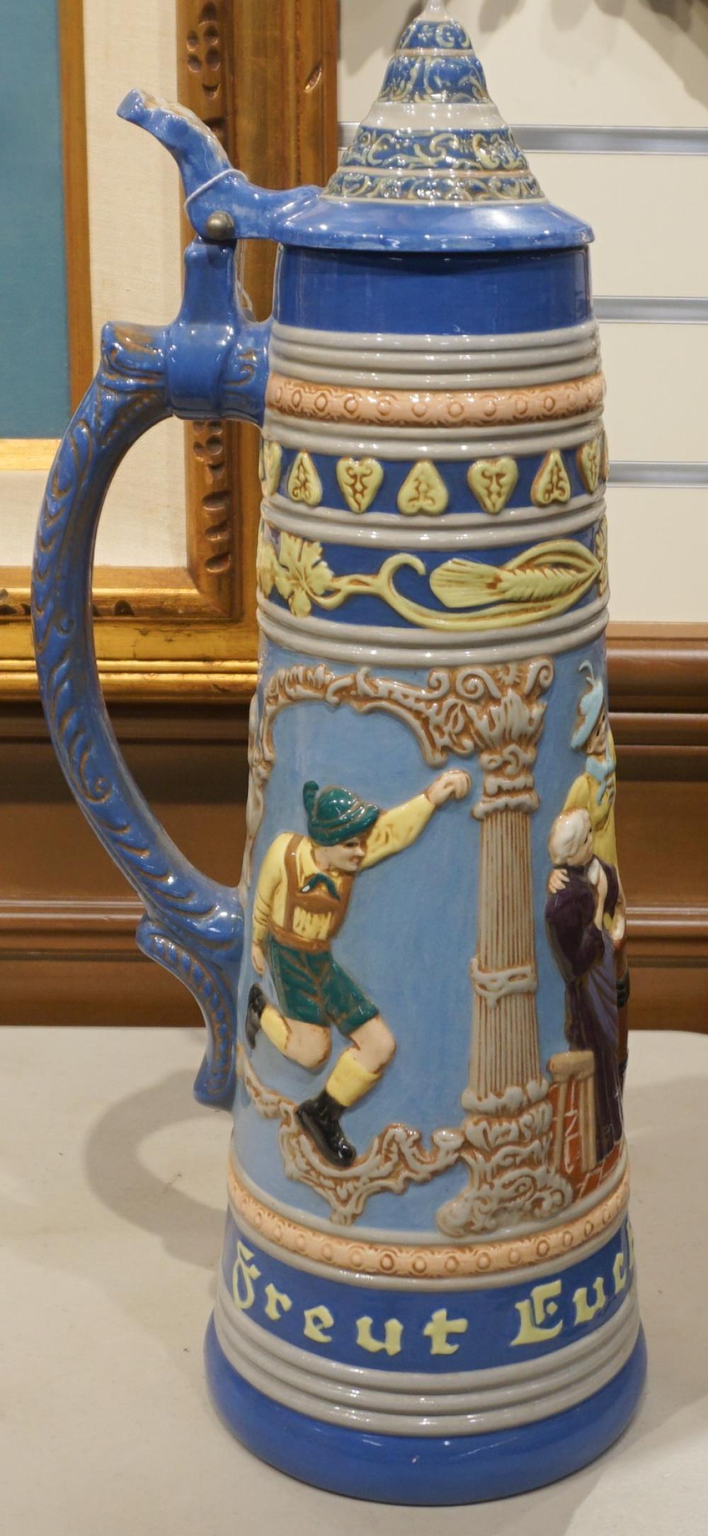 Appraisal: Holland Mold Glazed Ceramic Novelty Stein H in cm