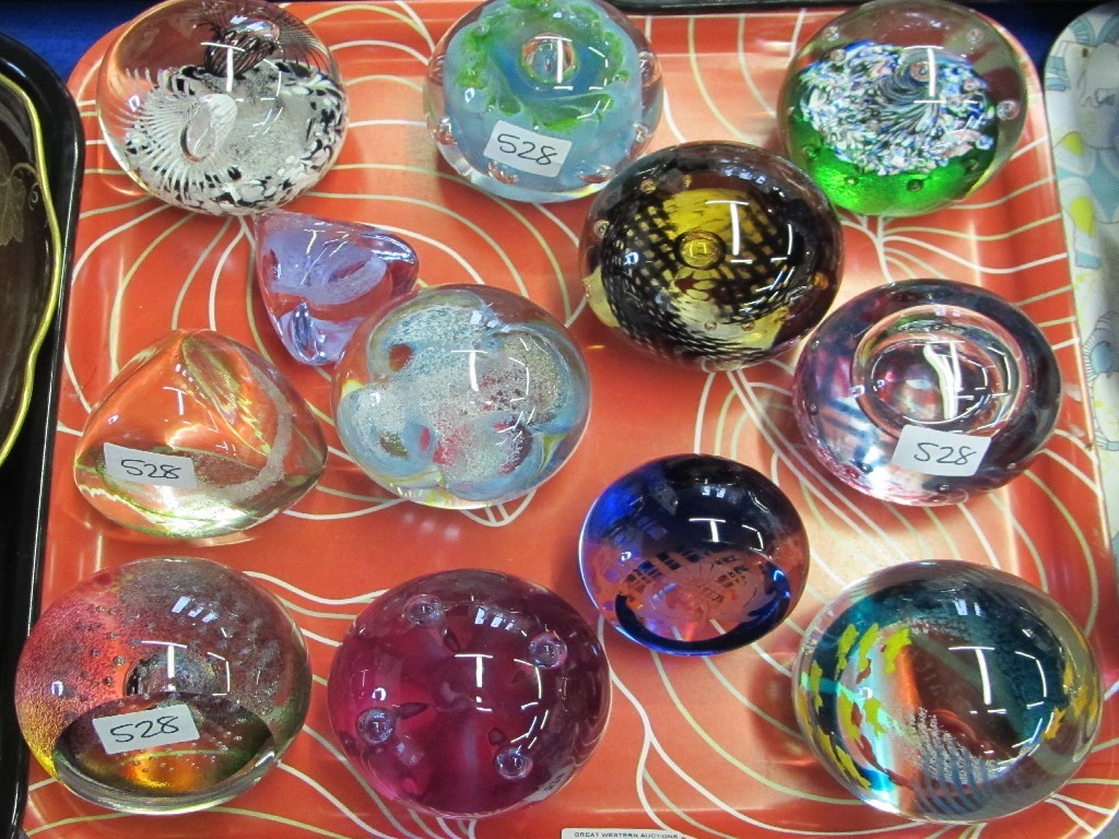 Appraisal: Twelve Caithness paperweights including Rainbow Dawn