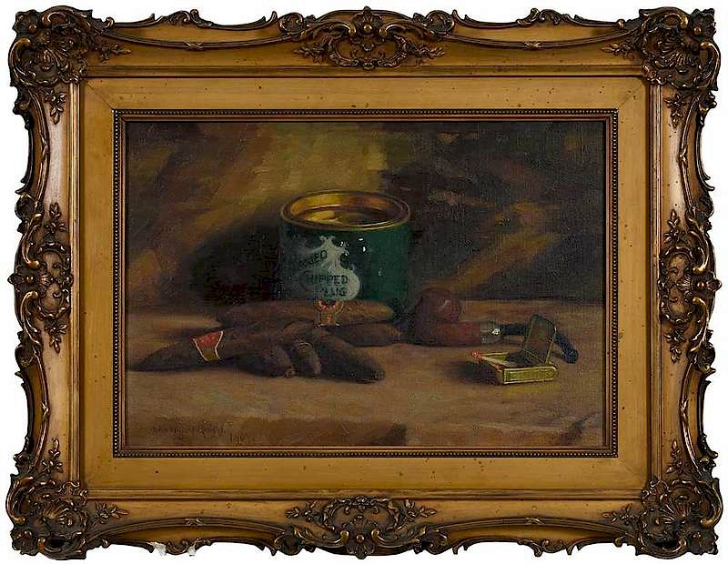 Appraisal: John Willard Raught Pennsylvania - Still Life with Smoking Equipment