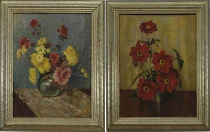 Appraisal: Howard Logan Hildebrandt Still Lifes of Flowers Two Oils on