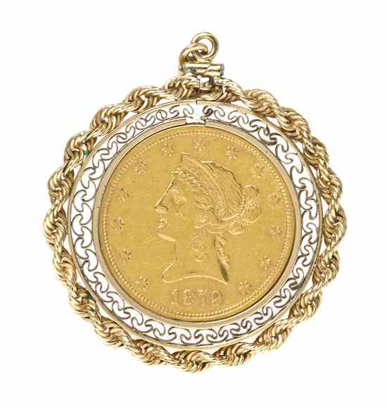 Appraisal: A Karat Yellow Gold and US Coin Pendant containing a