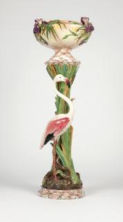 Appraisal: A Delphin Massier flamingo pedestal jardiniere Late th early th