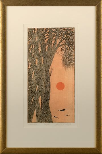 Appraisal: Mildred Nungester Wolfe American Mississippi - Sundown woodcut in colors