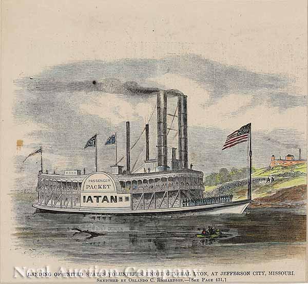 Appraisal: Civil War Steamboats a group of five steamboat illustrations th