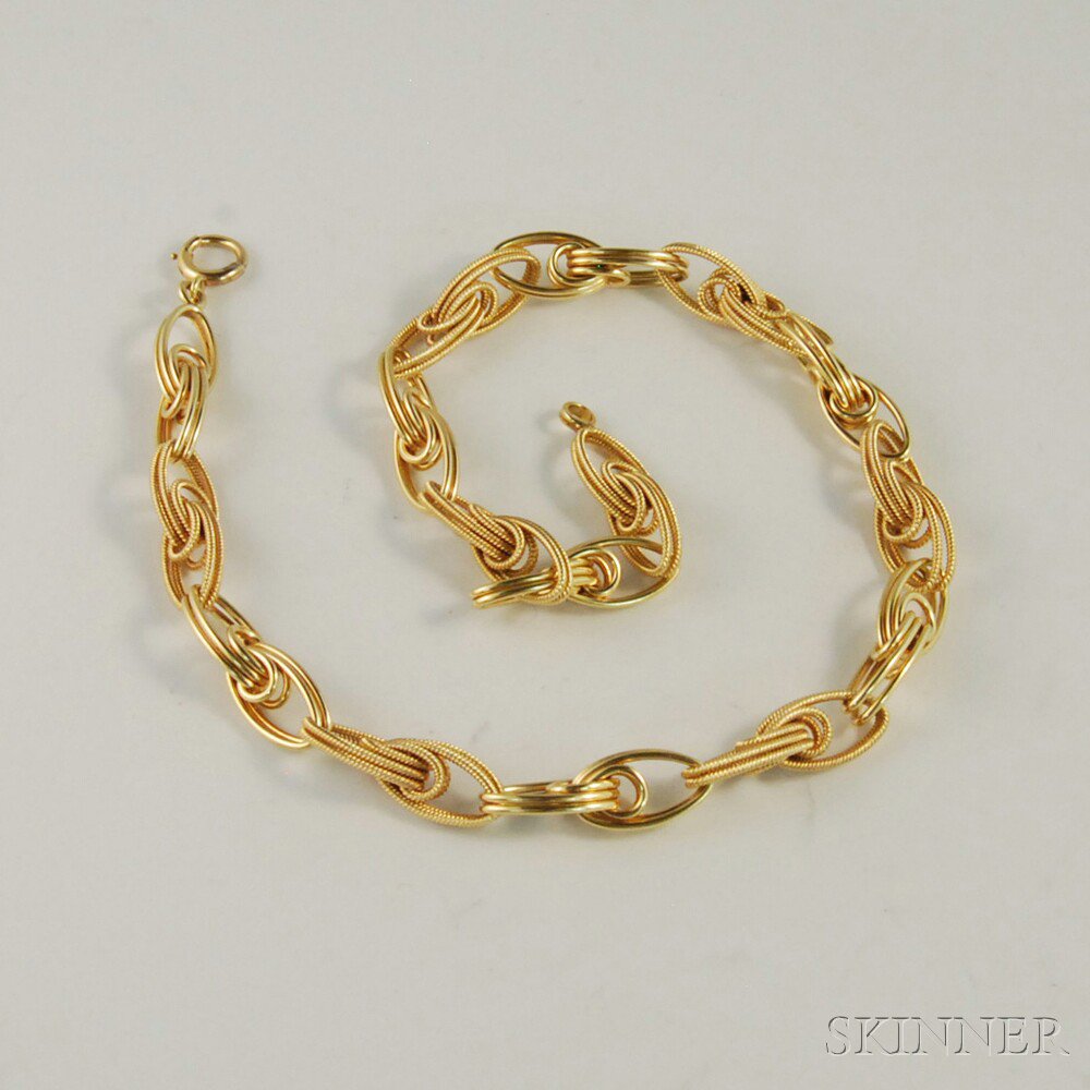 Appraisal: kt Gold Necklace composed of alternating textured and polished gold