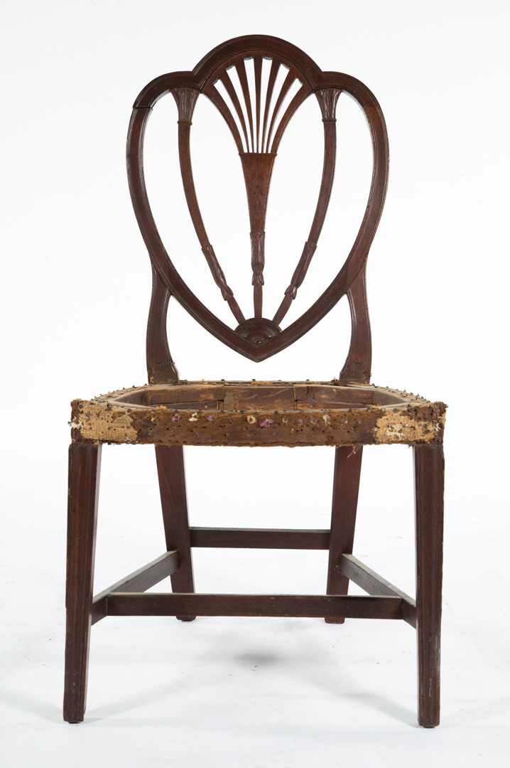 Appraisal: Federal carved and inlaid mahogany side chair circa Maryland heart-shaped