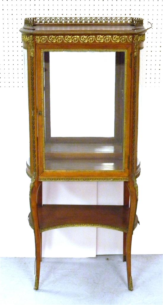 Appraisal: French vitrine fruitwood with metal mounts including gallery some detached