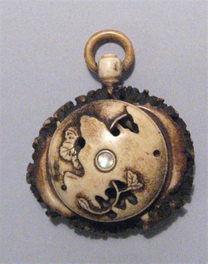 Appraisal: Unusual Japanese bone watch case late th century Of circular