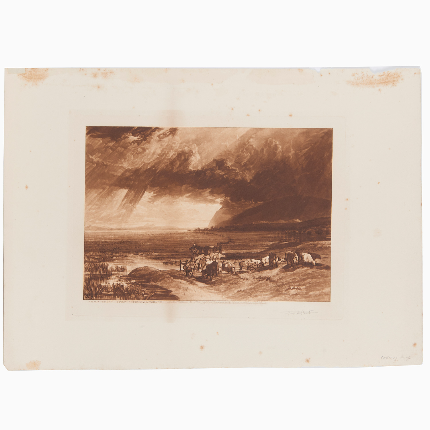 Appraisal: FRANK SHORT AFTER J M W TURNER MEZZOTINT Frank Short