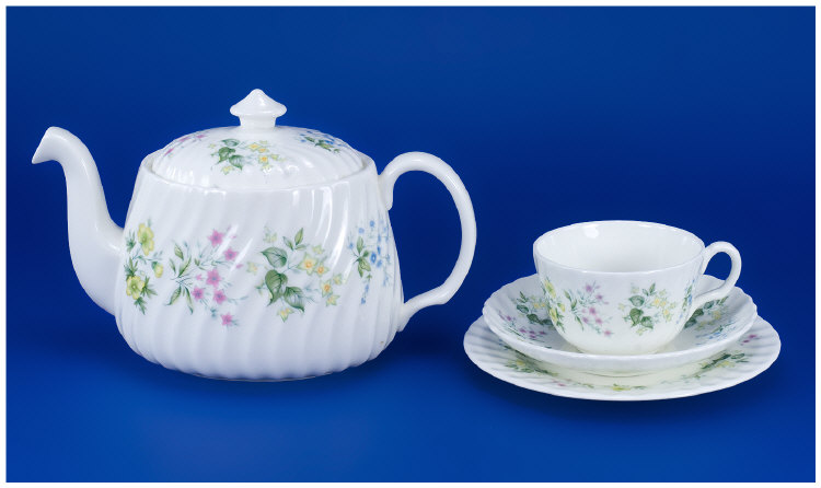 Appraisal: Minton Tea Service ' Spring Valley' comprising Teapot Cups Saucers