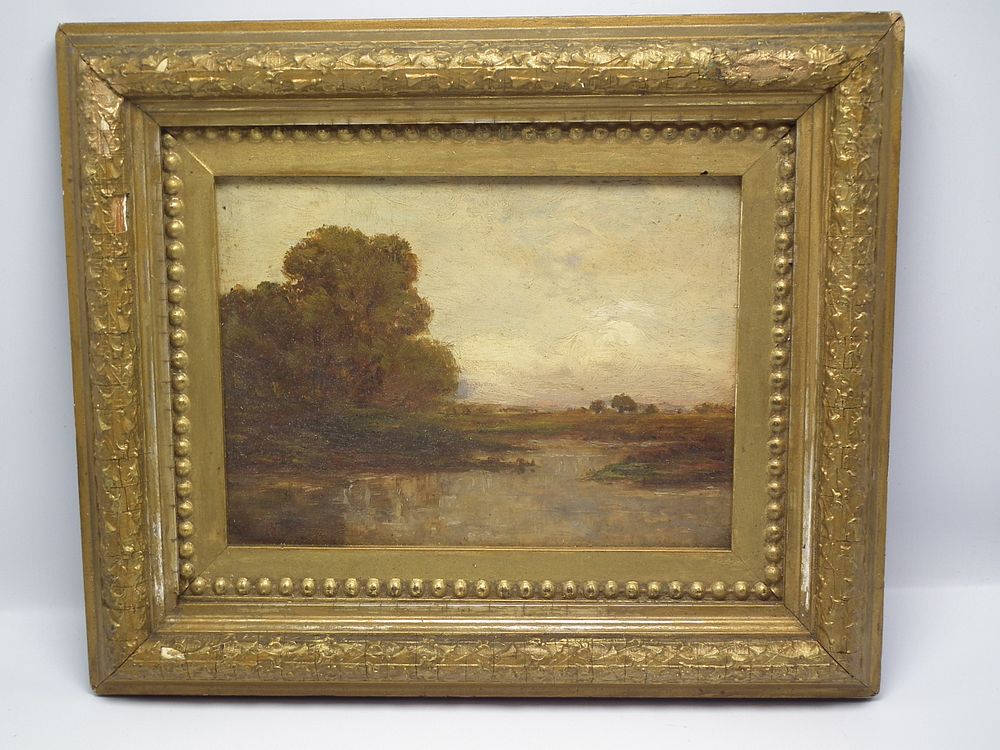 Appraisal: IMPRESSIONIST MARSH OIL PAINTING Small antique oil painting of an