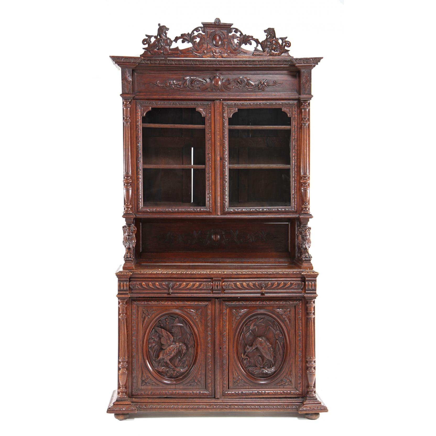 Appraisal: Renaissance Revival Carved Court Cupboard Continental late th century oak