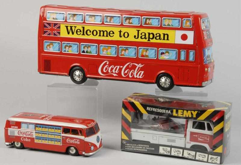 Appraisal: Lot of Assorted Coca-Cola Toy Vans Description Includes two Volkswagens