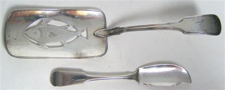 Appraisal: A George III fish slice W West Dublin of Fiddle