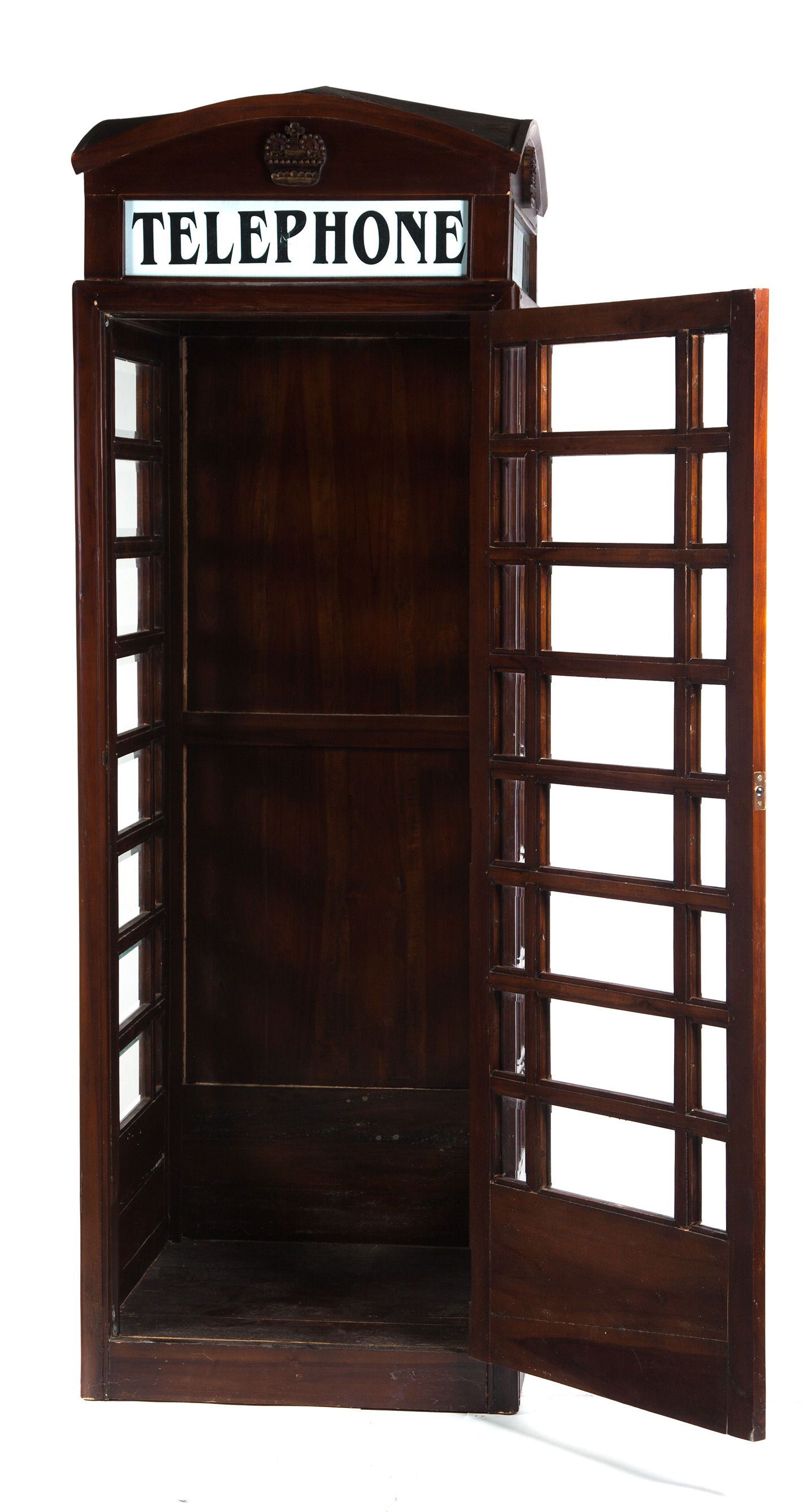 Appraisal: ENGLISH TELEPHONE BOOTH REPLICA Late th century cherry with mahogany