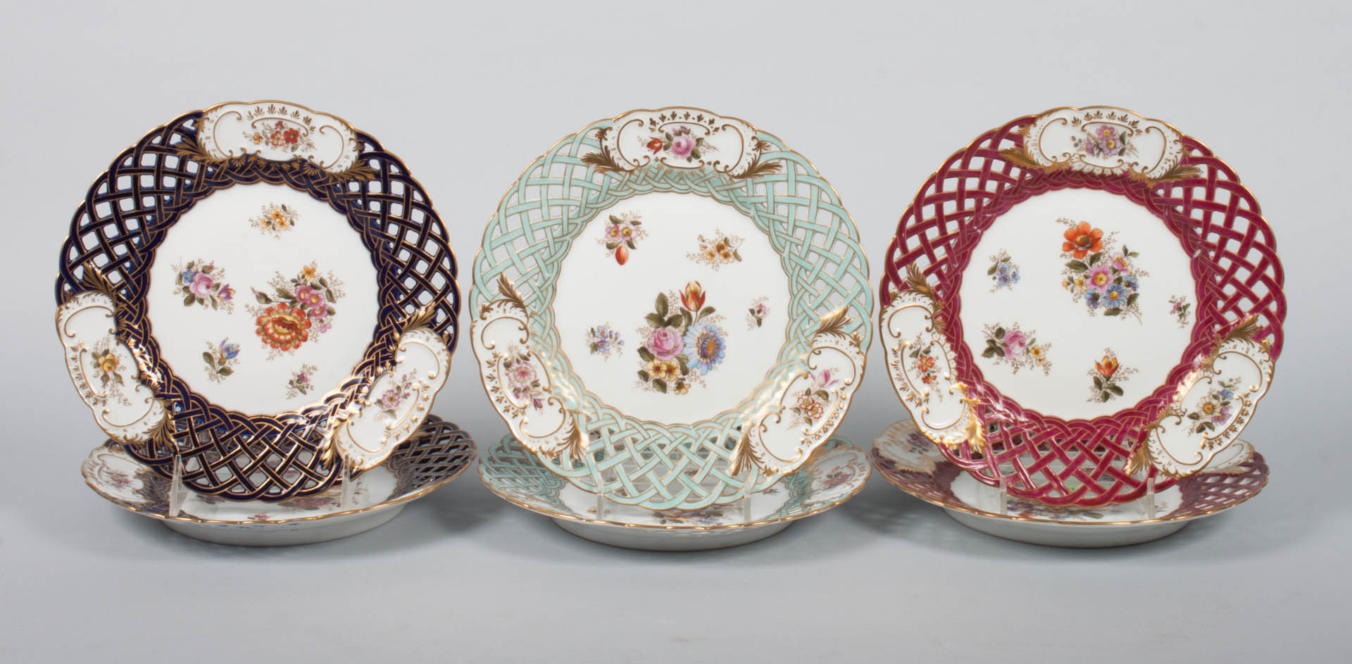 Appraisal: Six German porcelain reticulated dessert plates first quarter- th century