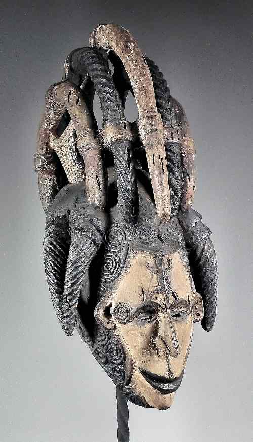 Appraisal: A Fulani Mask Nigeria - Carved hardwood mask decorated with