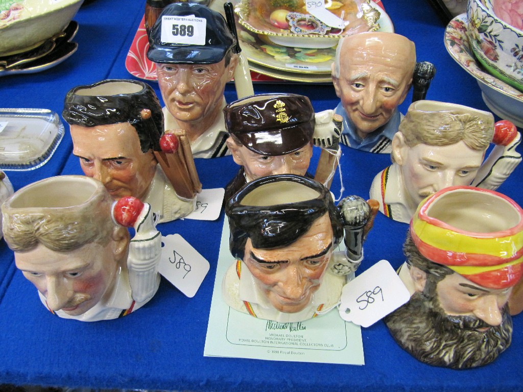 Appraisal: Eight Royal Doulton character jugs all related to cricket to