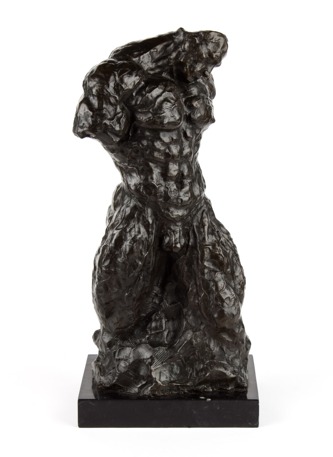 Appraisal: After Rodin Male Torso bronze patinated bronze nude male torso