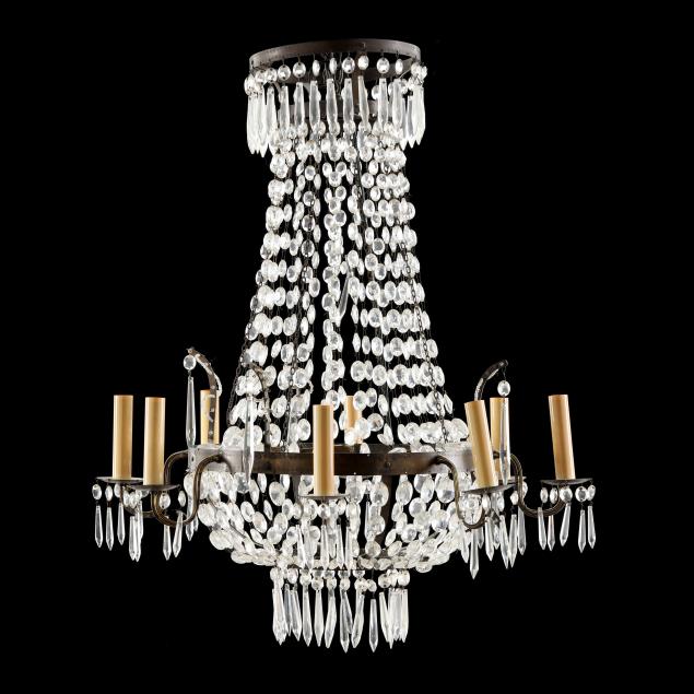 Appraisal: REGENCY STYLE DROP PRISM CHANDELIER Early th century eight light