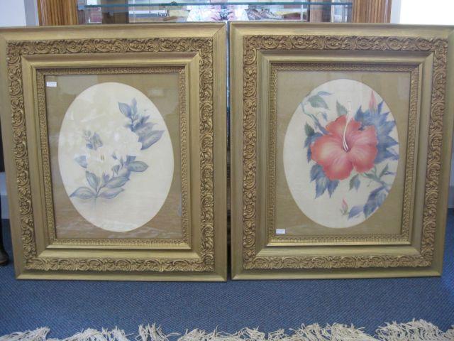 Appraisal: Pair of Tip Freeman Pastels Hawaii artist well listed florals