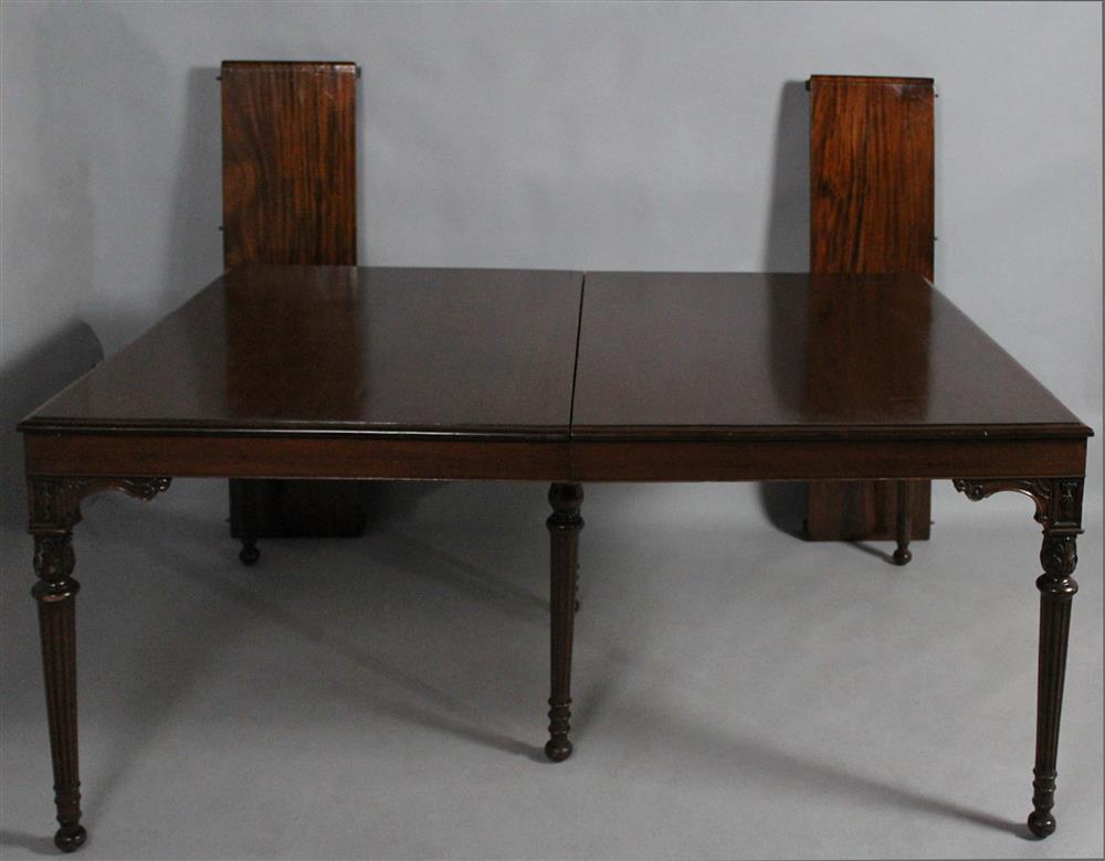 Appraisal: GEORGE III STYLE CARVED MAHOGANY EXTENSION DINING TABLE the fine