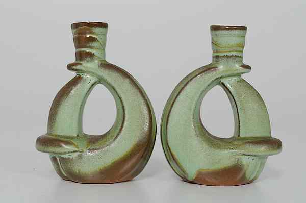 Appraisal: Frankoma Candlesticks American a pair of Frankoma pottery candlesticks in