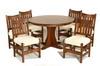 Appraisal: DINING SET - Contemporary Mission oak seven piece dining set