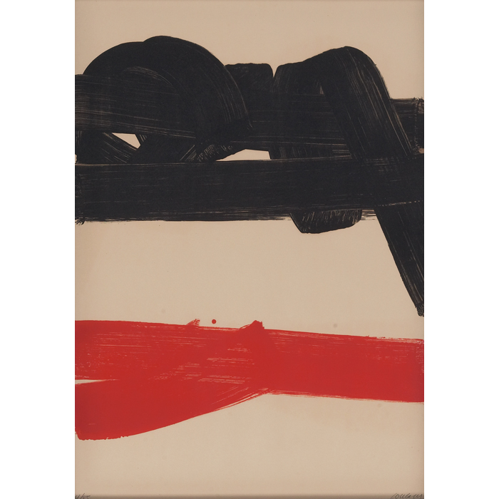 Appraisal: Pierre Soulages French b ''Abstract Composition '' c color lithograph