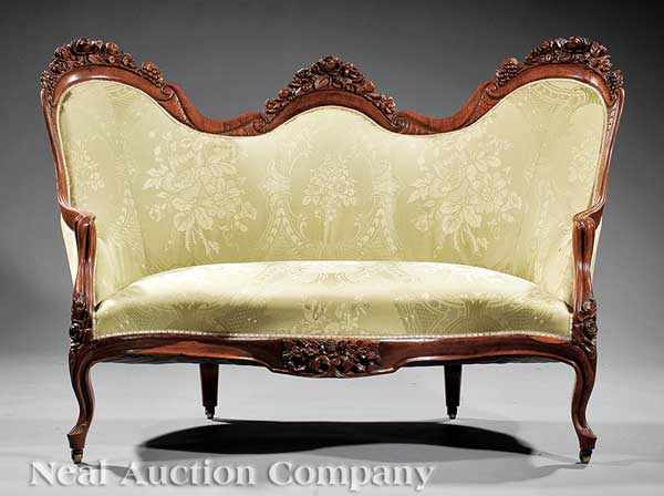 Appraisal: An American Rococo Carved and Laminated Rosewood Settee c -