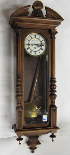 Appraisal: THREE-WEIGHT GRANDE SONNERIE WALL CLOCK Vienna Austrian last quarter of