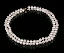 Appraisal: A Double Strand of Freshwater Pearls A k yellow gold