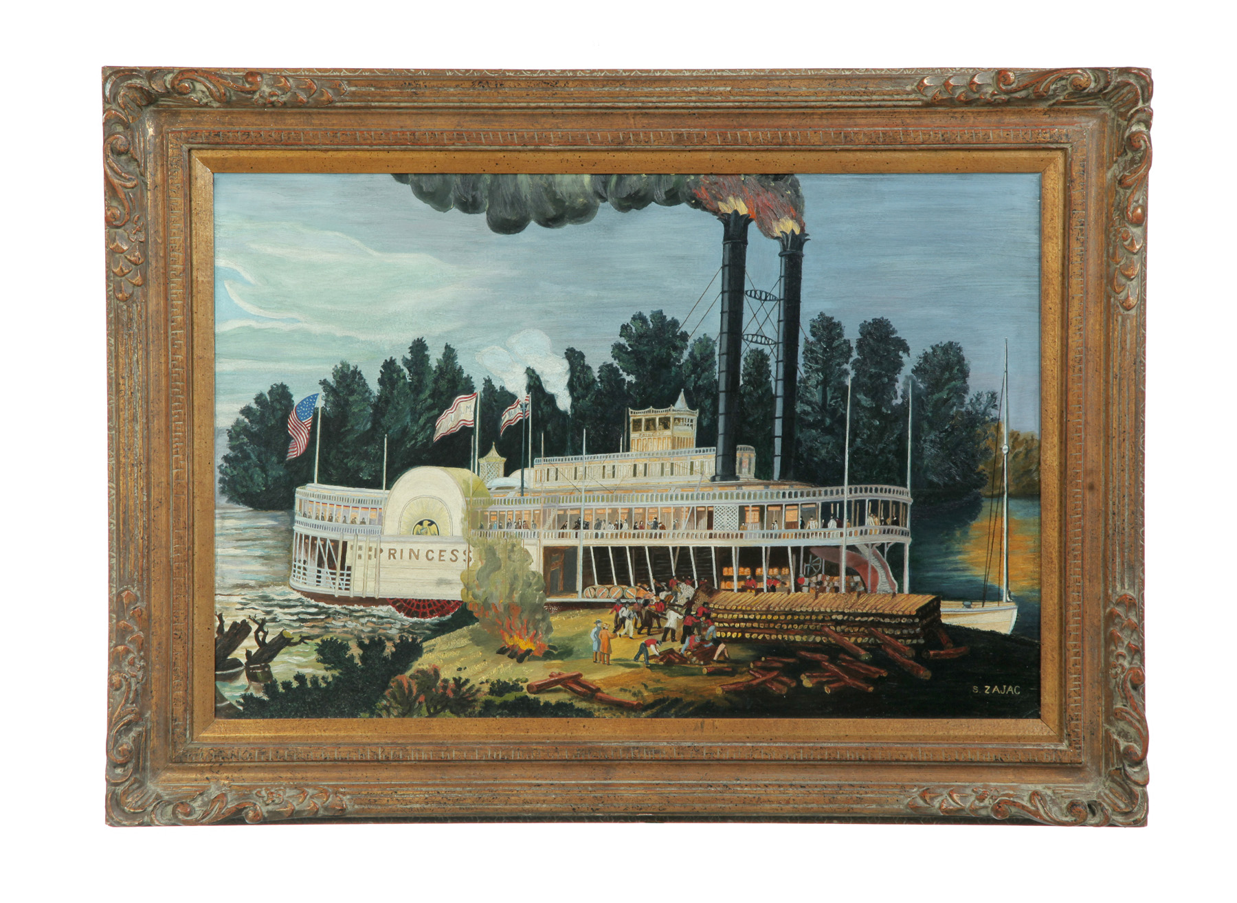 Appraisal: PACKET BOAT ON THE MISSISSIPI SIGNED S ZAJAC AMERICAN MID