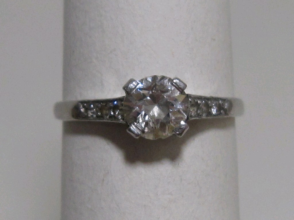 Appraisal: Platinum point rose cut diamond solitaire ring with diamond set