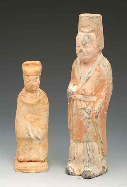 Appraisal: TWO CHINESE SUI TANG DYNASTY - A D POTTERY FIGURES