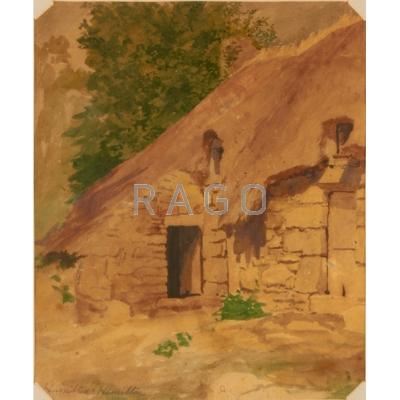 Appraisal: HAMILTON HAMILTON American - Watercolor of stone cottage framed Signed