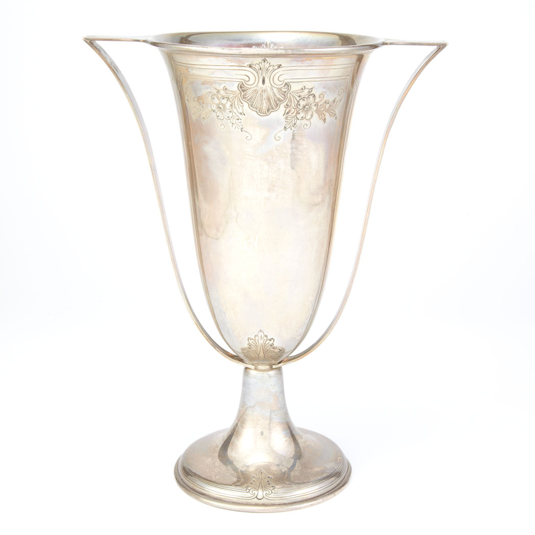 Appraisal: American Sterling Silver Two-Handled Vase Retailed by Cowell Hubbard Co