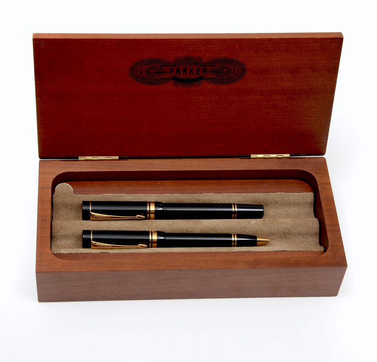 Appraisal: DUOFOLD PARKER PEN SET Wood cased ''The Parker Doufold'' Comprising