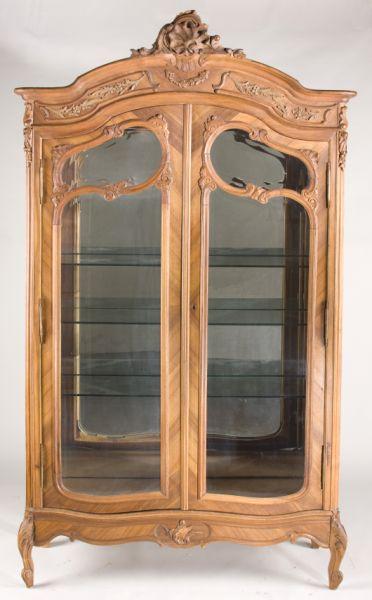 Appraisal: French Rococo Style China Cabinet early th c mahogany veneers