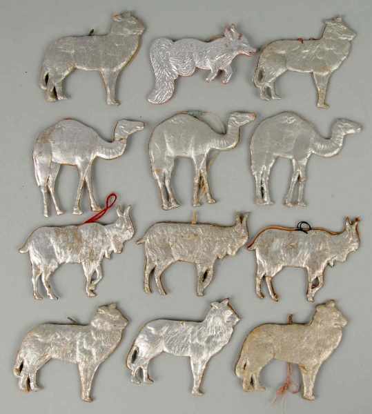 Appraisal: Lot of German Dresden Ornaments Description All silver animals including