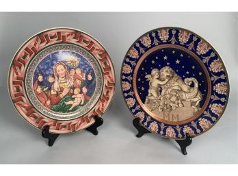 Appraisal: Two holiday display plates depicting putti and Madonna scenes God