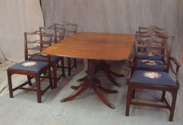 Appraisal: Mahogany Dining Table with Ribbon Back Chairs From a Bronxville