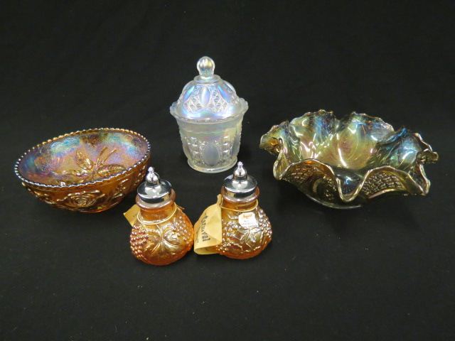 Appraisal: pcs Carnival Glass Imperial marigold salt pepper bowls and a