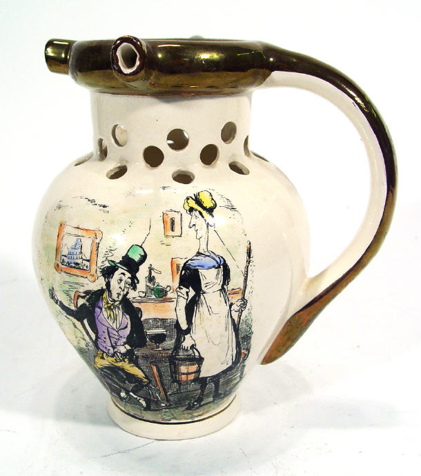 Appraisal: Grays pottery puzzle jug transfer printed with a comical scene