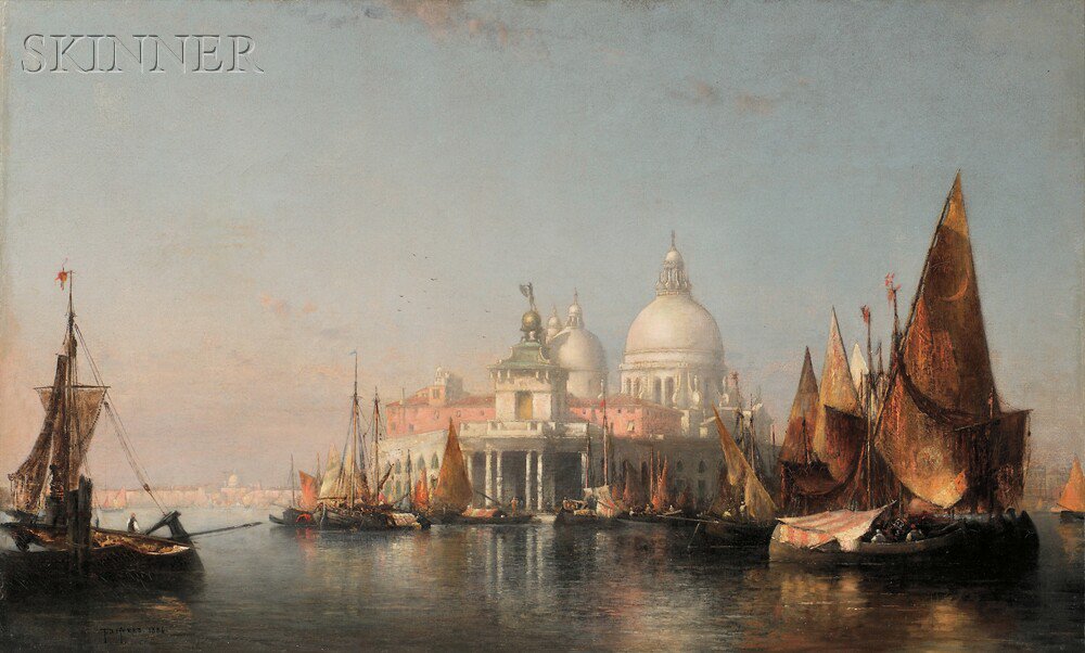 Appraisal: Thadeus DeFrees American - Morning in Venice--Dogana Custom House and